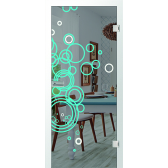 JOKA Glastür CIRCLE   Grünglas Fläche KLAR, Motiv keramis.Digitaldruck