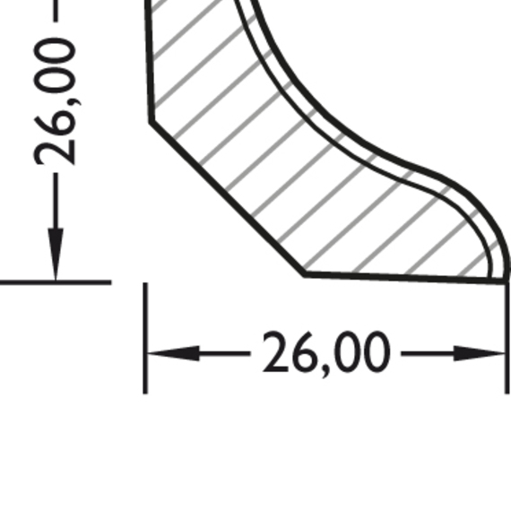 Hohlkehl-Sockelleiste 26x26 mm Echtholz furniert / Profil #515/6013